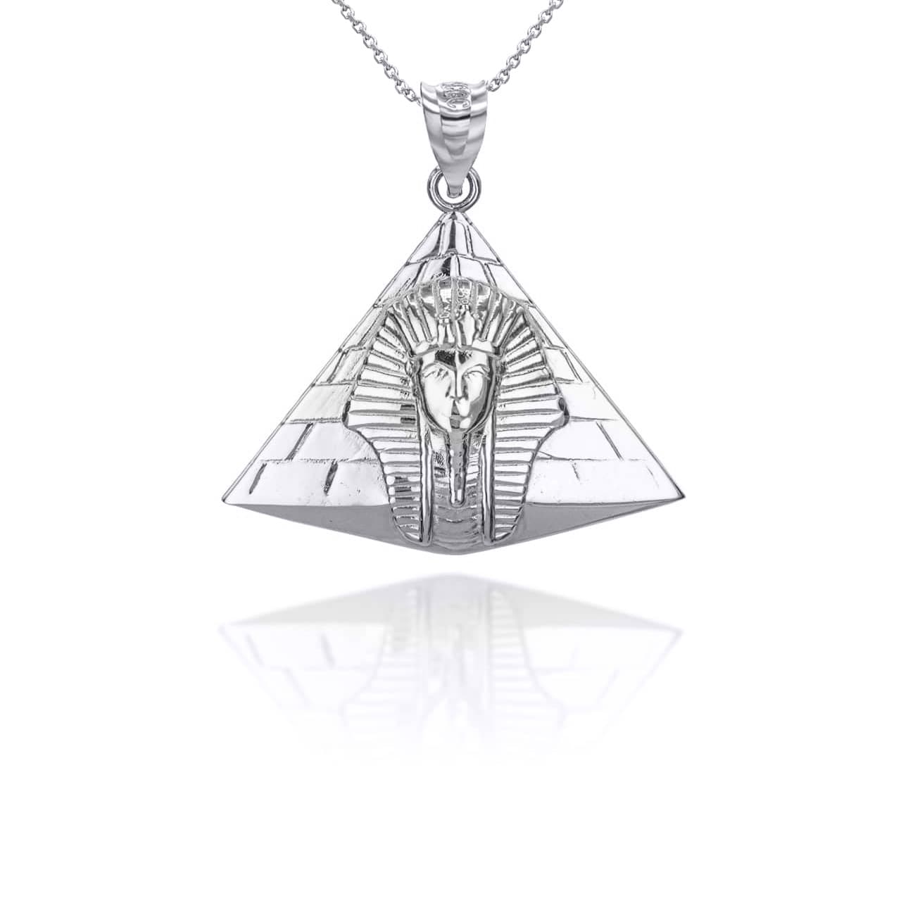Solid Gold Ancient Egyptian Pharaoh Pyramid Pendant Necklace, view 9