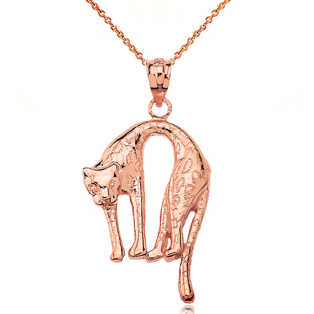 Solid Gold Arched Cheetah Pendant Necklace, view 2