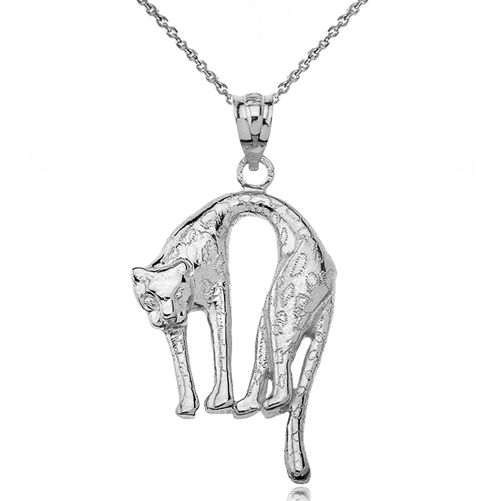 Solid Gold Arched Cheetah Pendant Necklace, view 3