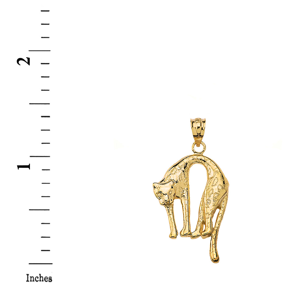 Solid Gold Arched Cheetah Pendant Necklace, view 5