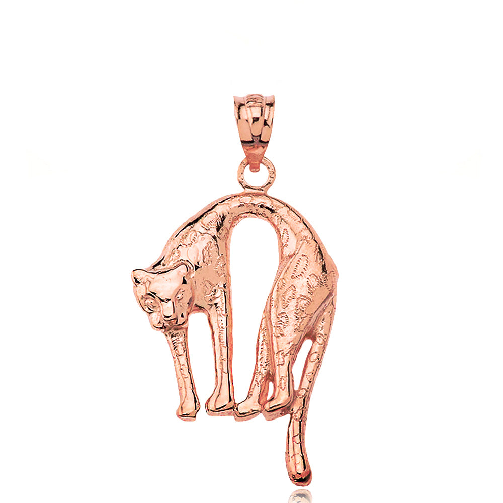 Solid Gold Arched Cheetah Pendant Necklace, view 6