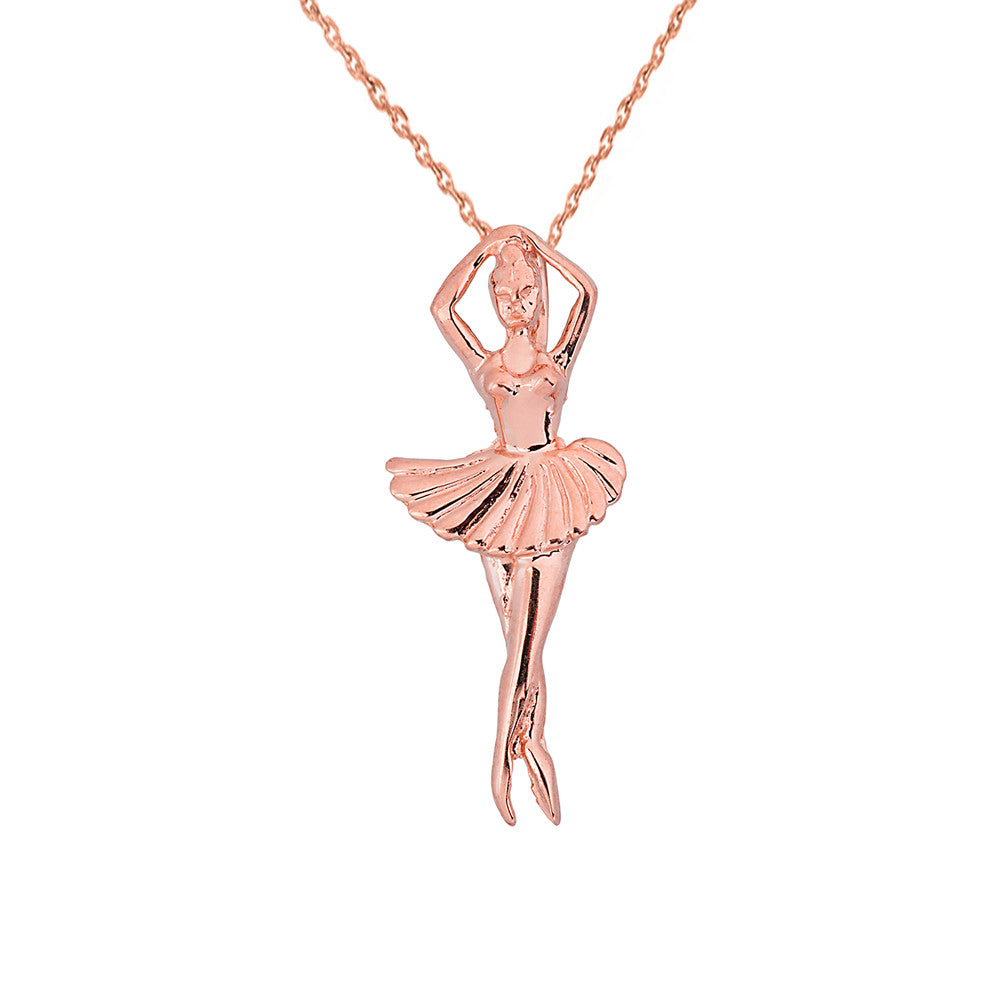Solid Gold Ballerina Dancer Pendant Necklace, view 2