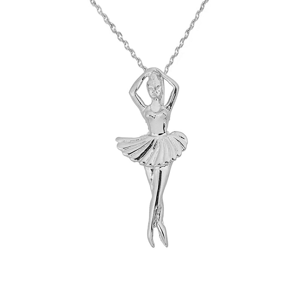 Solid Gold Ballerina Dancer Pendant Necklace, view 3