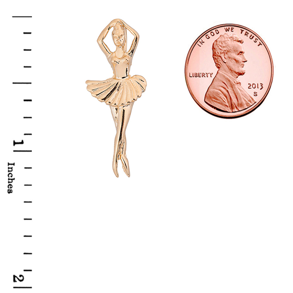 Solid Gold Ballerina Dancer Pendant Necklace, view 5
