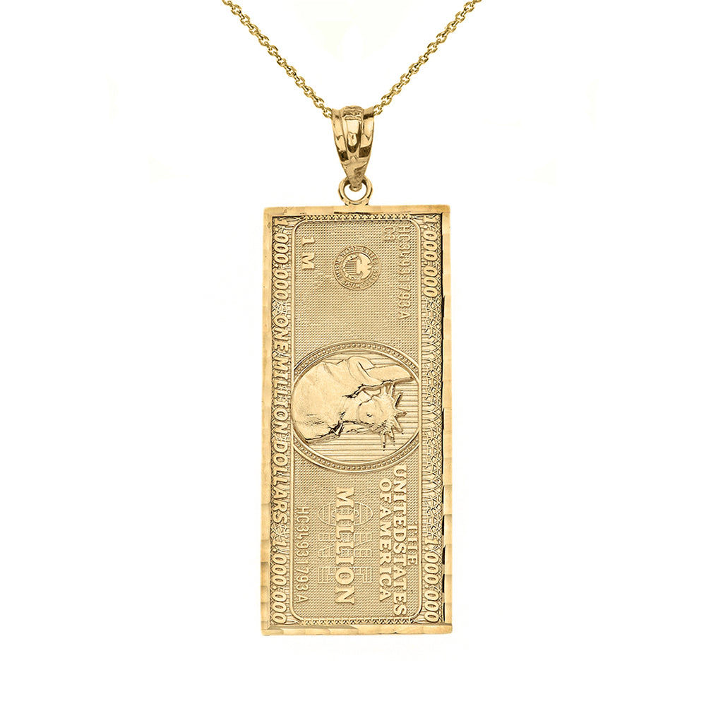 Solid Gold Benjamin Franklin United States American Hundred Dollar Bill Pendant Necklace (Medium), view 5