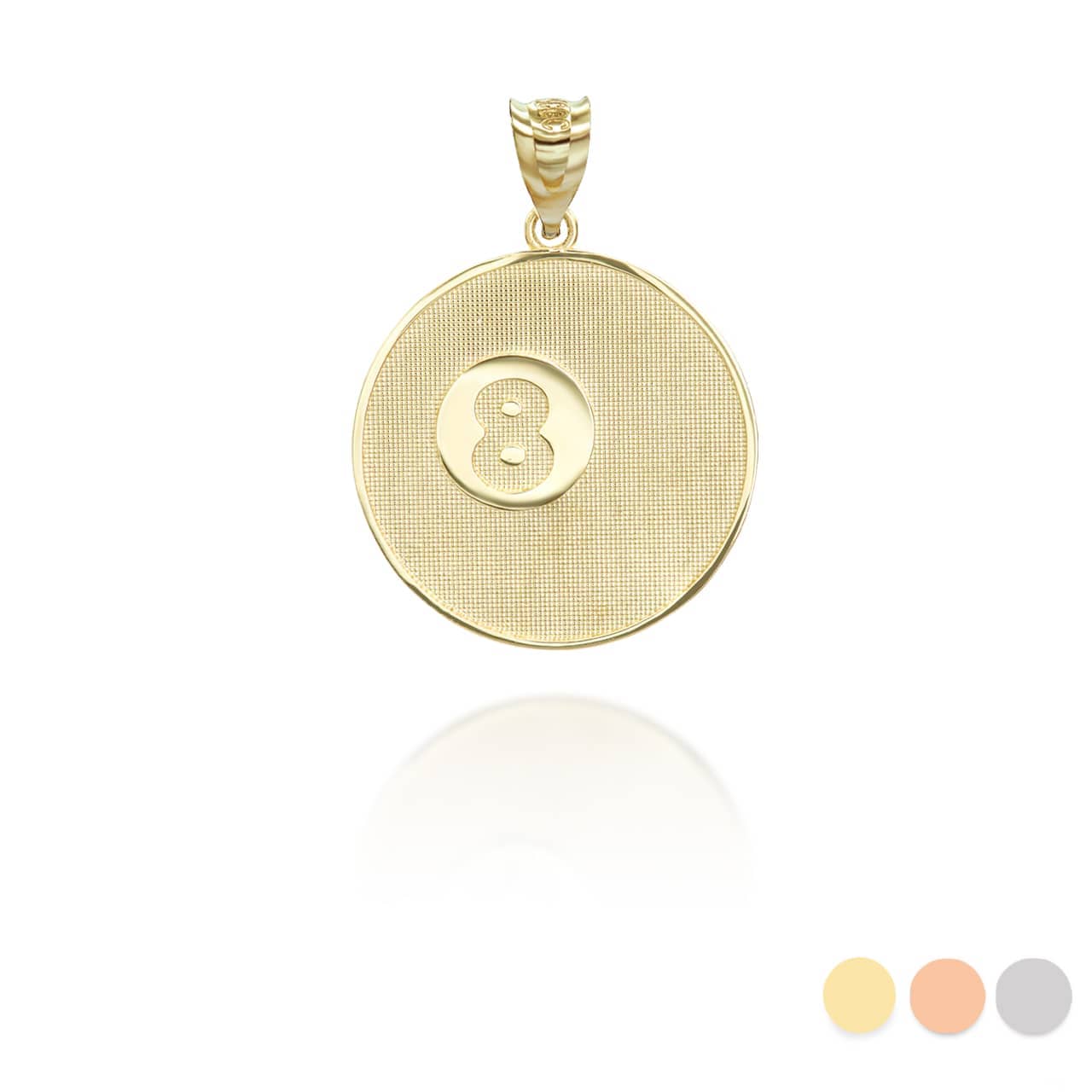 Solid Gold Billiards 8 Ball Pool Pendant Necklace