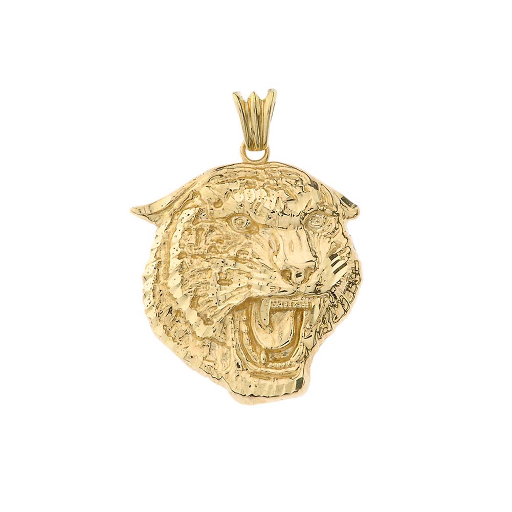 Solid Gold Bold Jaguar Statement Pendant Necklace, view 3
