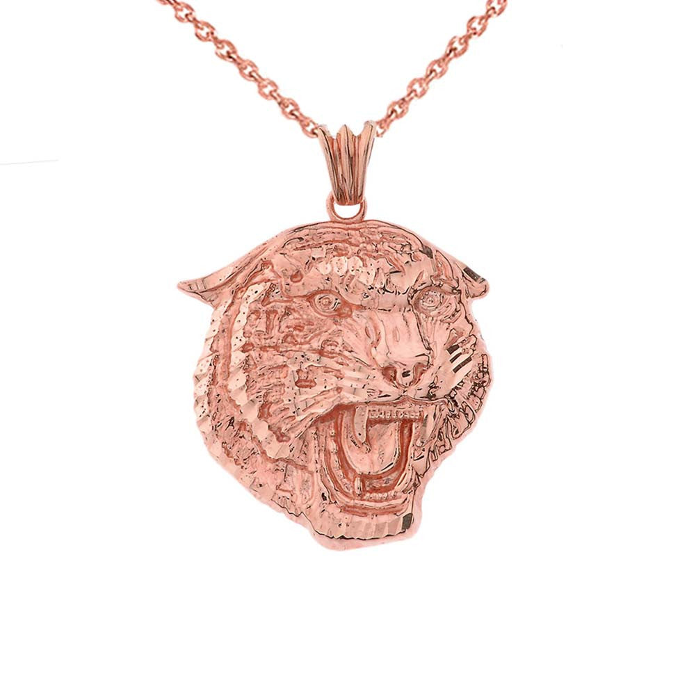 Solid Gold Bold Jaguar Statement Pendant Necklace, view 4