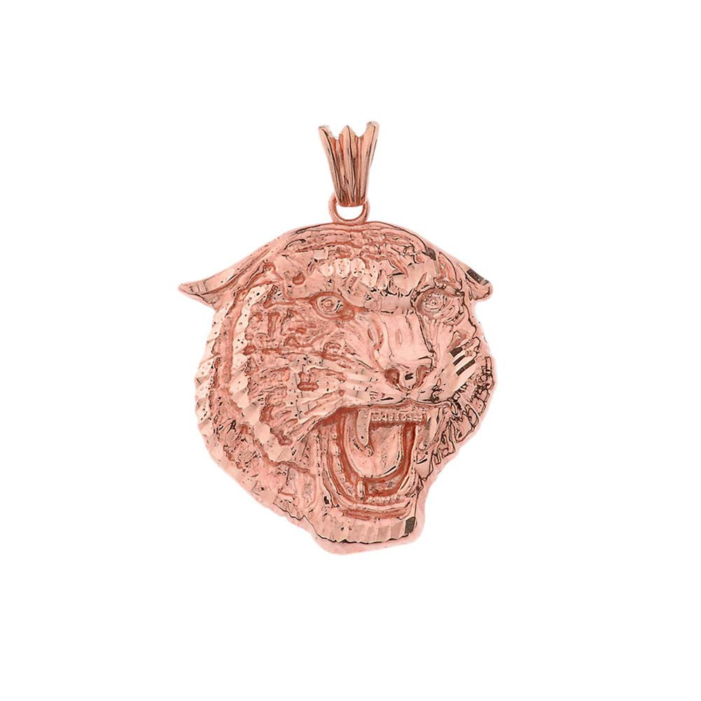 Solid Gold Bold Jaguar Statement Pendant Necklace, view 6