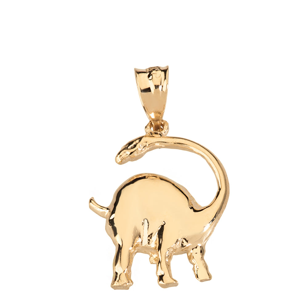 Solid Gold Brachiosaurus Dinosaur Pendant Necklace, view 2