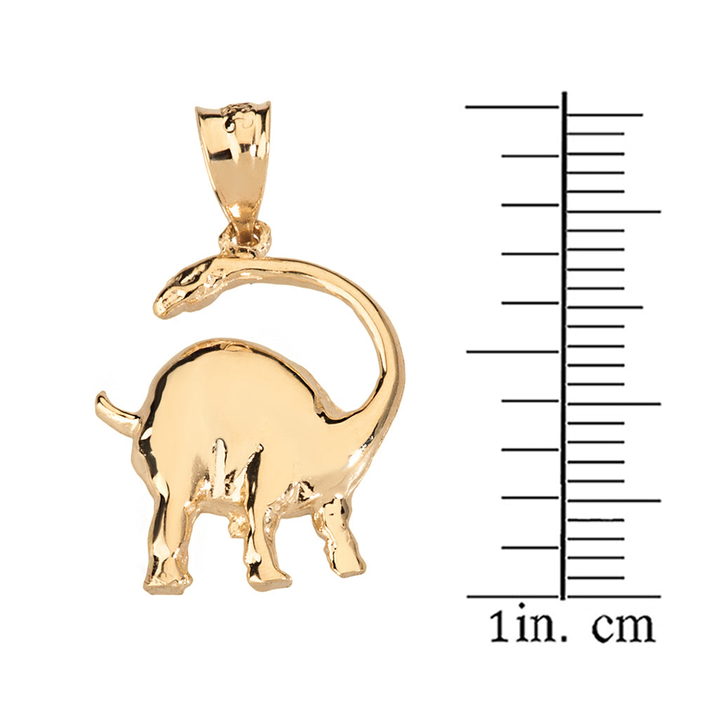 Solid Gold Brachiosaurus Dinosaur Pendant Necklace, view 3
