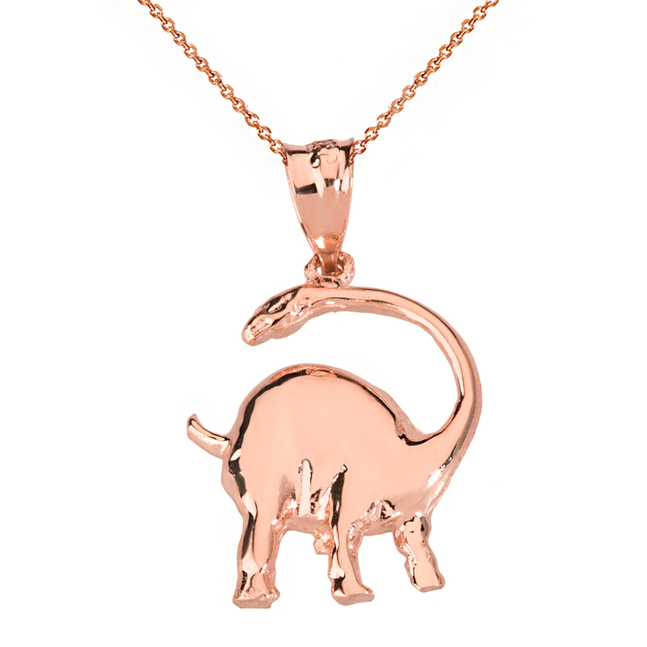 Solid Gold Brachiosaurus Dinosaur Pendant Necklace, view 4
