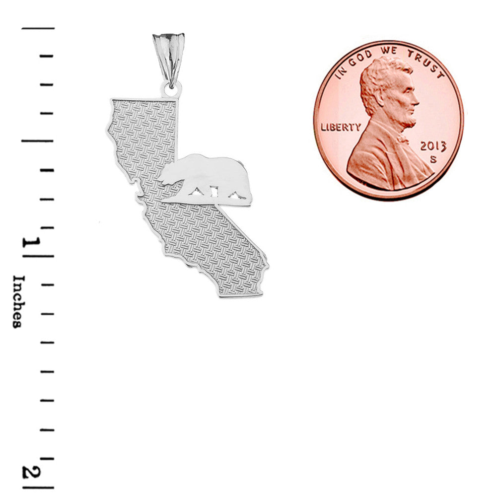 Solid Gold California State Map With Grizzly Bear Silhouette Pendant, view 6
