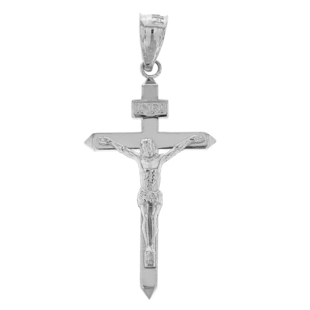 Solid Gold Catholic INRI Jesus of Nazareth Crucifix Pendant Necklace 1.62" (41 mm), view 11