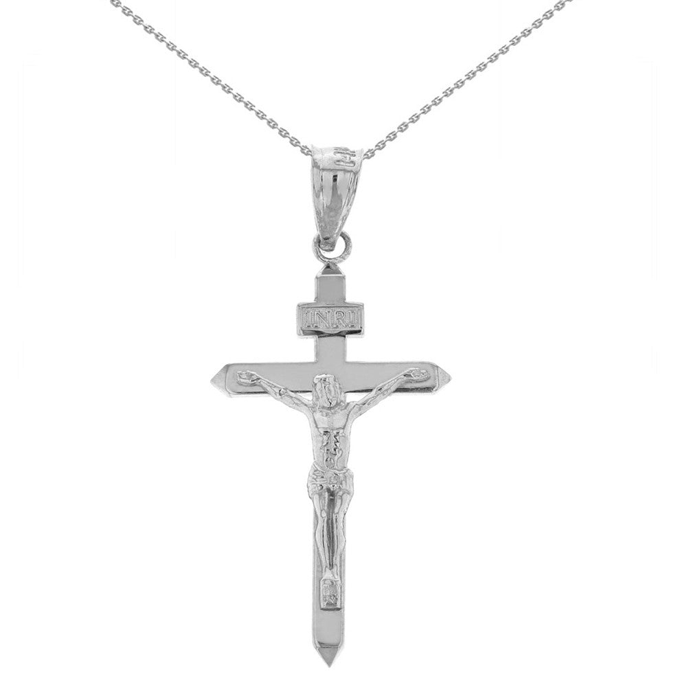 Solid Gold Catholic INRI Jesus of Nazareth Crucifix Pendant Necklace 1.41" (35 mm), view 5