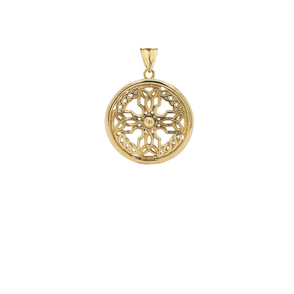 Solid Gold Celtic Knot Cross Shield Pendant Necklace(Small), view 2