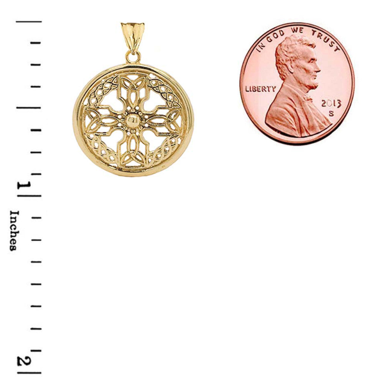 Solid Gold Celtic Knot Cross Shield Pendant Necklace(Small), view 3