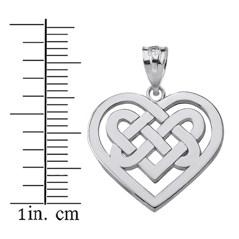 Solid Gold Celtic Knot Woven Heart Pendant Necklace, view 9