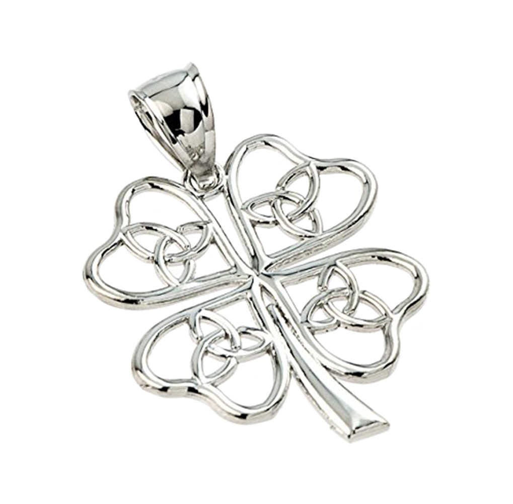 Solid Gold Celtic Trinity Knot Clover Pendant Necklace, view 3