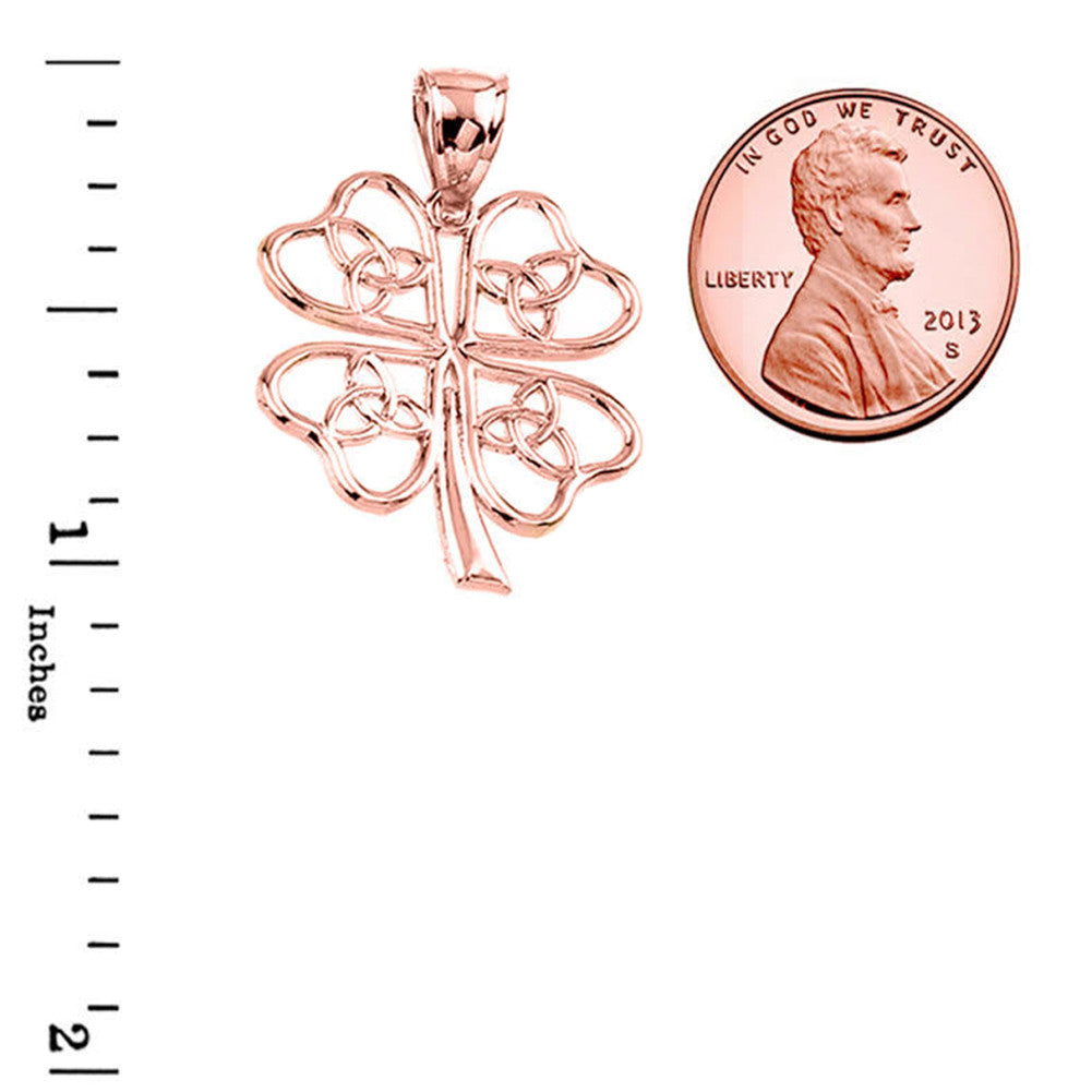 Solid Gold Celtic Trinity Knot Clover Pendant Necklace, view 8