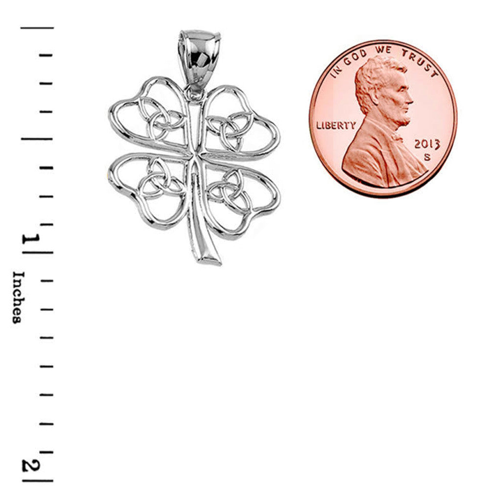 Solid Gold Celtic Trinity Knot Clover Pendant Necklace, view 10