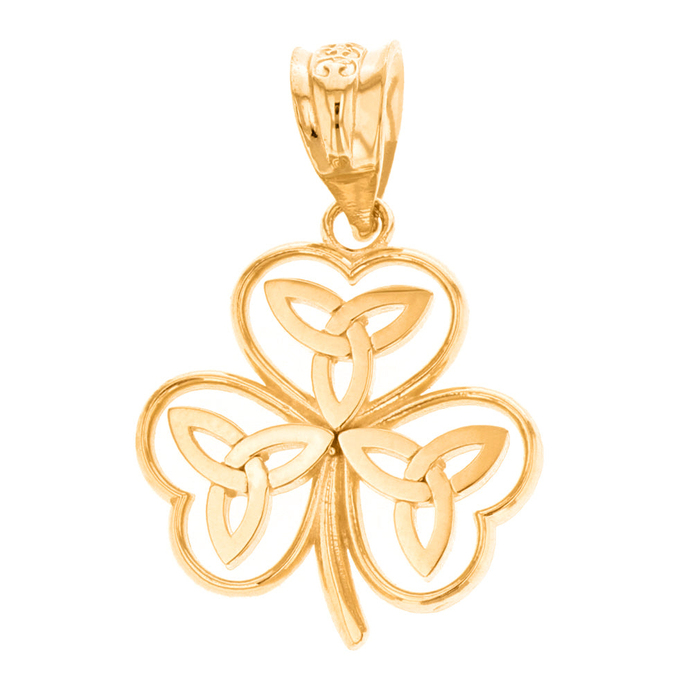 Solid Gold Celtic Trinity Knot Shamrock Pendant Necklace, view 2