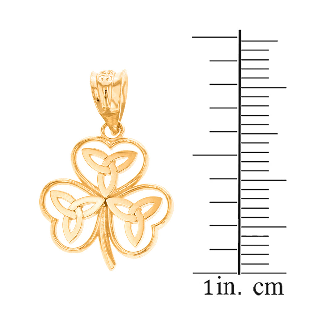 Solid Gold Celtic Trinity Knot Shamrock Pendant Necklace, view 3