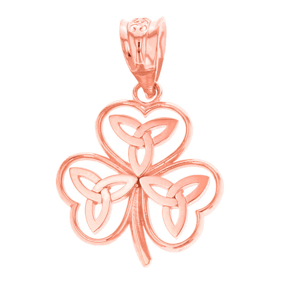 Solid Gold Celtic Trinity Knot Shamrock Pendant Necklace, view 4