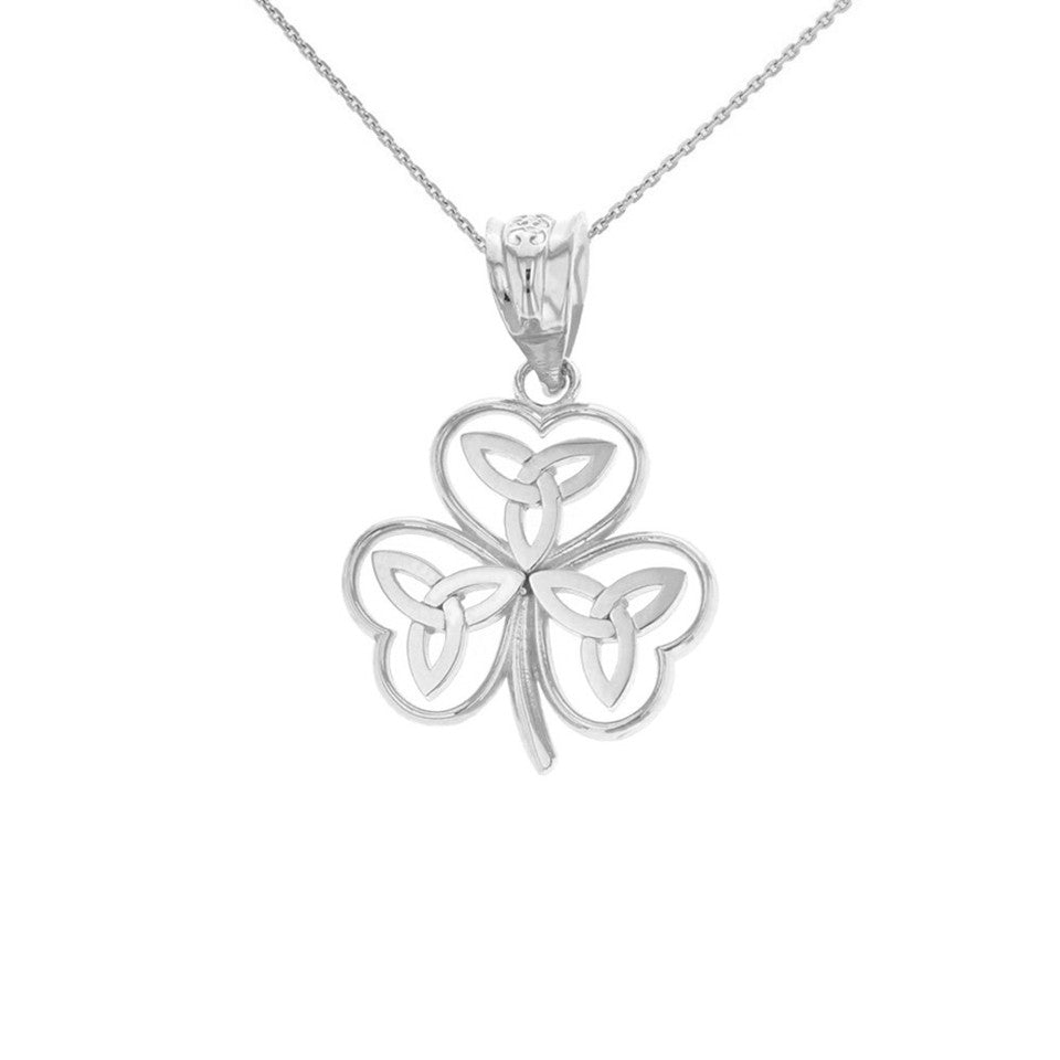 Solid Gold Celtic Trinity Knot Shamrock Pendant Necklace, view 7
