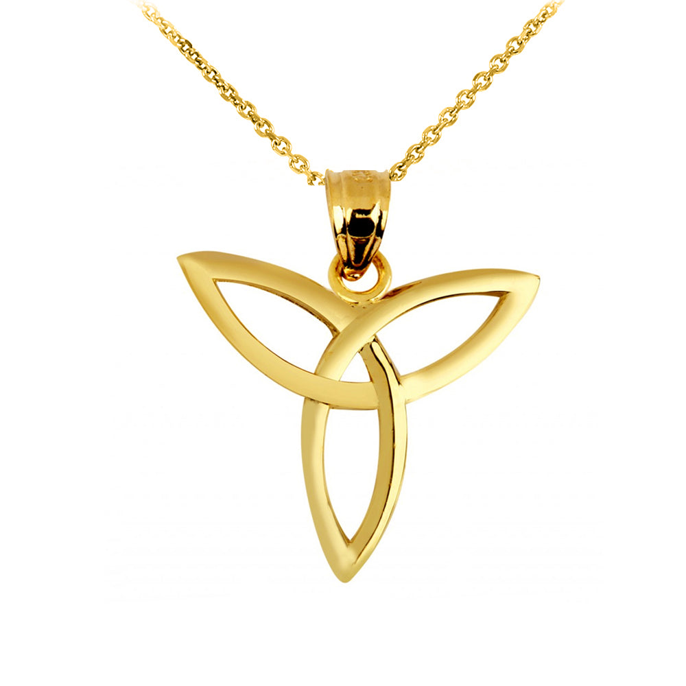 Solid Gold Celtic Trinity Pendant Necklace