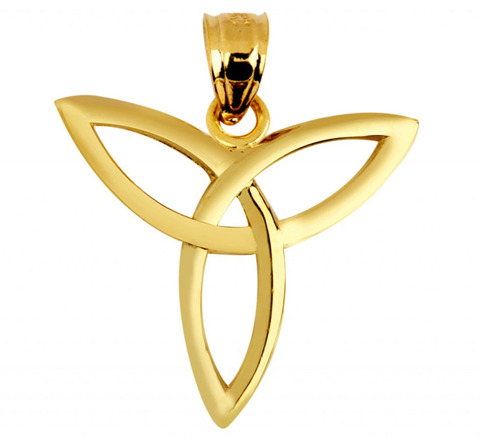 Solid Gold Celtic Trinity Pendant Necklace, view 2