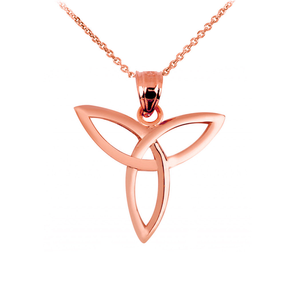 Solid Gold Celtic Trinity Pendant Necklace, view 5