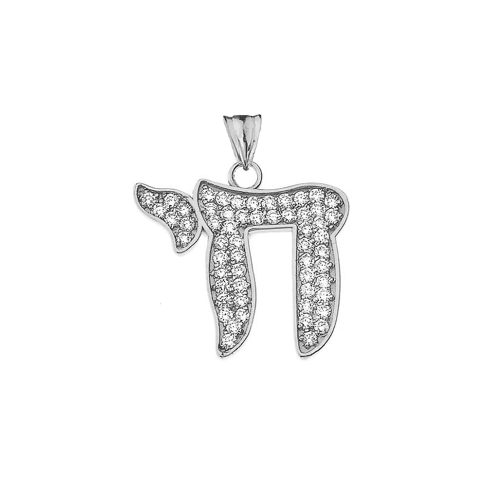 Solid Gold Chai Pendant Necklace (0.75"), view 9