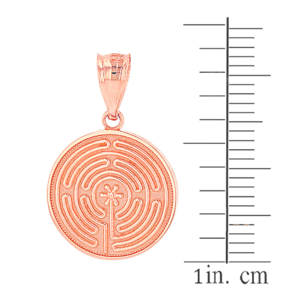 Solid Gold Chartres Labyrinth Dainty Disc Medallion Pendant Necklace, view 5
