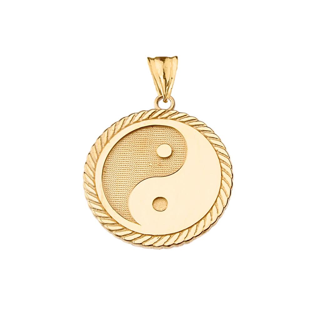 Solid Gold Chinese Yin & Yang Tai Chi Pendant Necklace, view 2