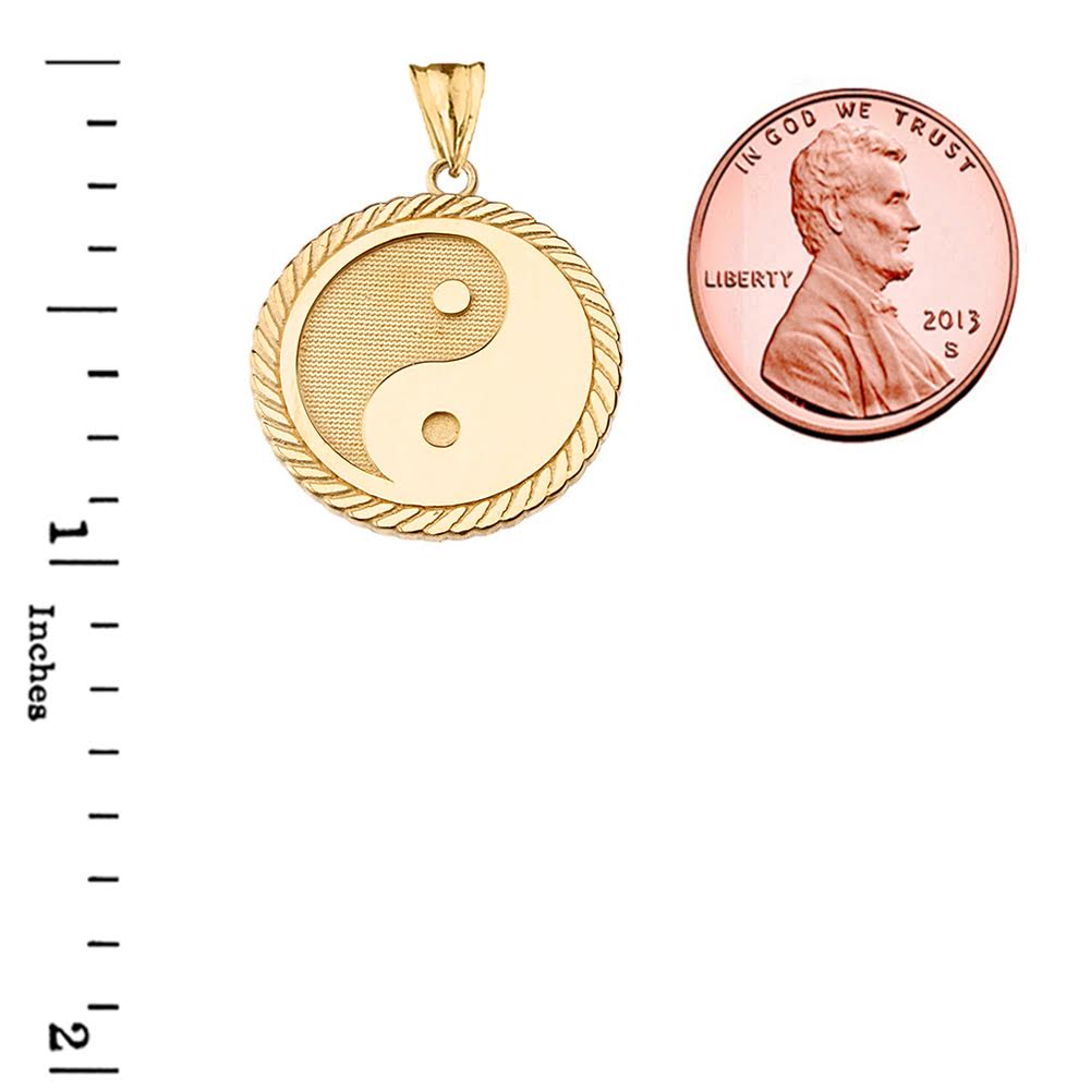 Solid Gold Chinese Yin & Yang Tai Chi Pendant Necklace, view 3