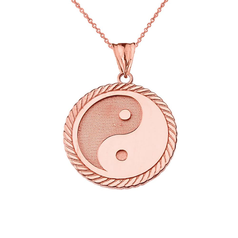 Solid Gold Chinese Yin & Yang Tai Chi Pendant Necklace, view 4