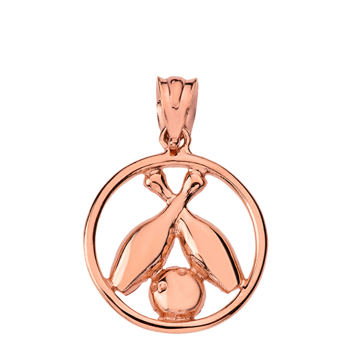 Solid Gold Circle Bowling Pendant Necklace, view 5