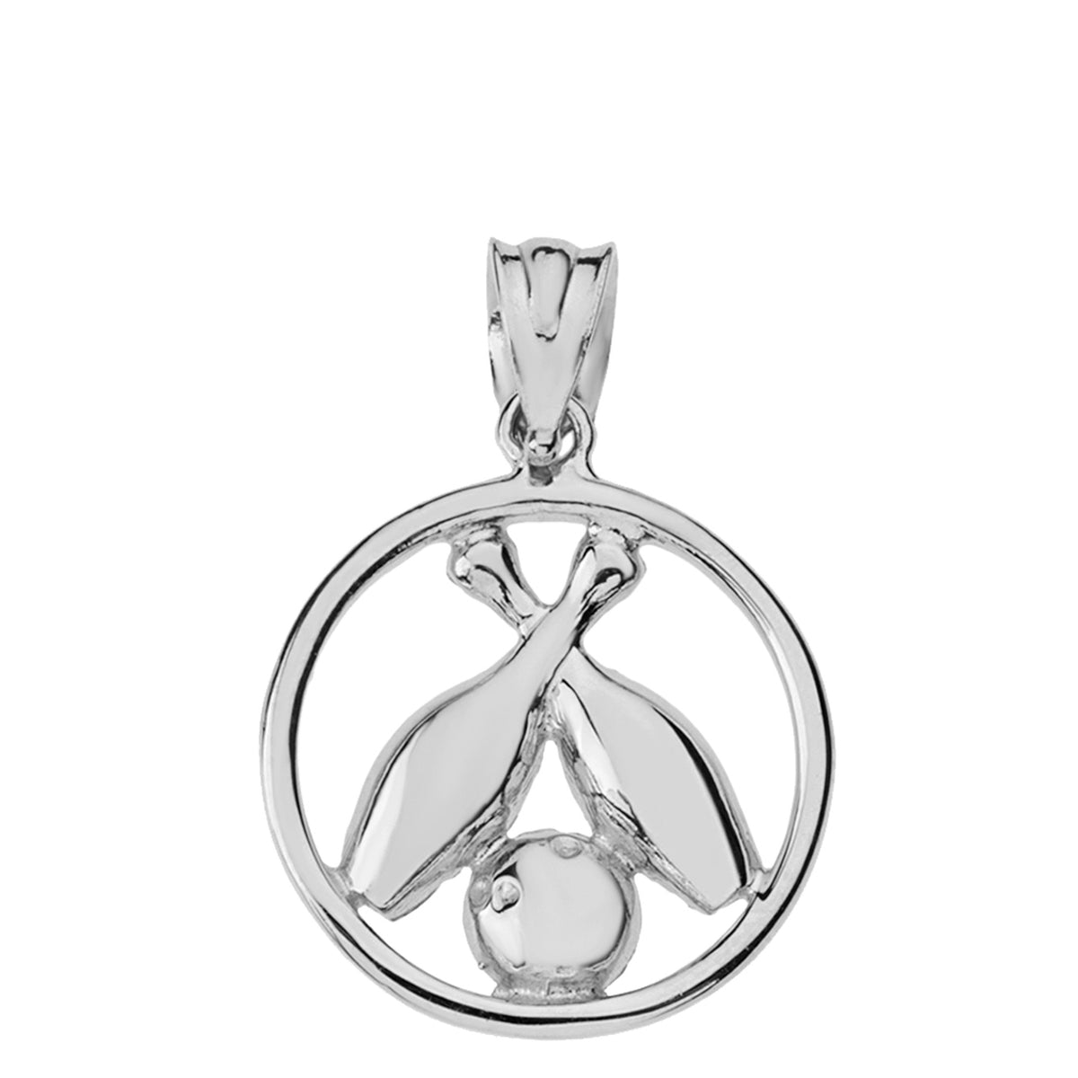 Solid Gold Circle Bowling Pendant Necklace, view 7