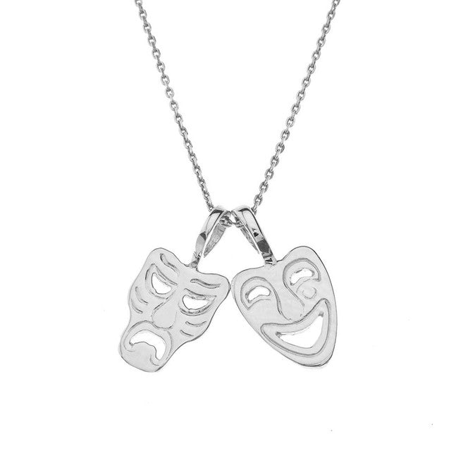 Solid Gold Comedy & Tragedy Masks (Sock & Buskin) Pendant Necklace, view 3