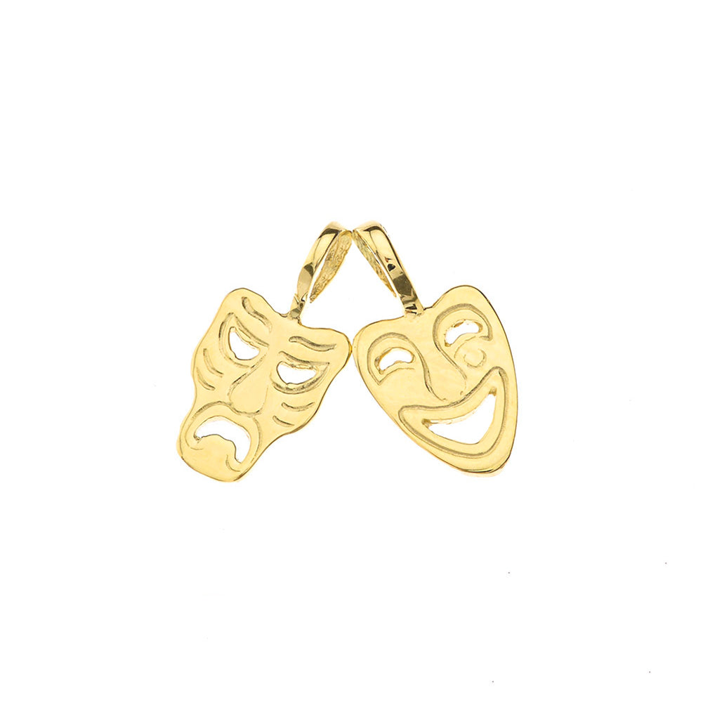 Solid Gold Comedy & Tragedy Masks (Sock & Buskin) Pendant Necklace, view 4