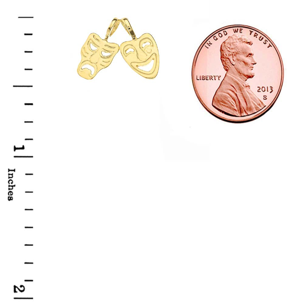 Solid Gold Comedy & Tragedy Masks (Sock & Buskin) Pendant Necklace, view 5