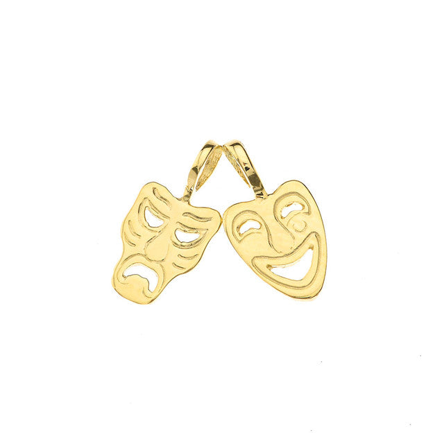 Solid Gold Comedy & Tragedy Masks (Sock & Buskin) Pendant Necklace, view 9