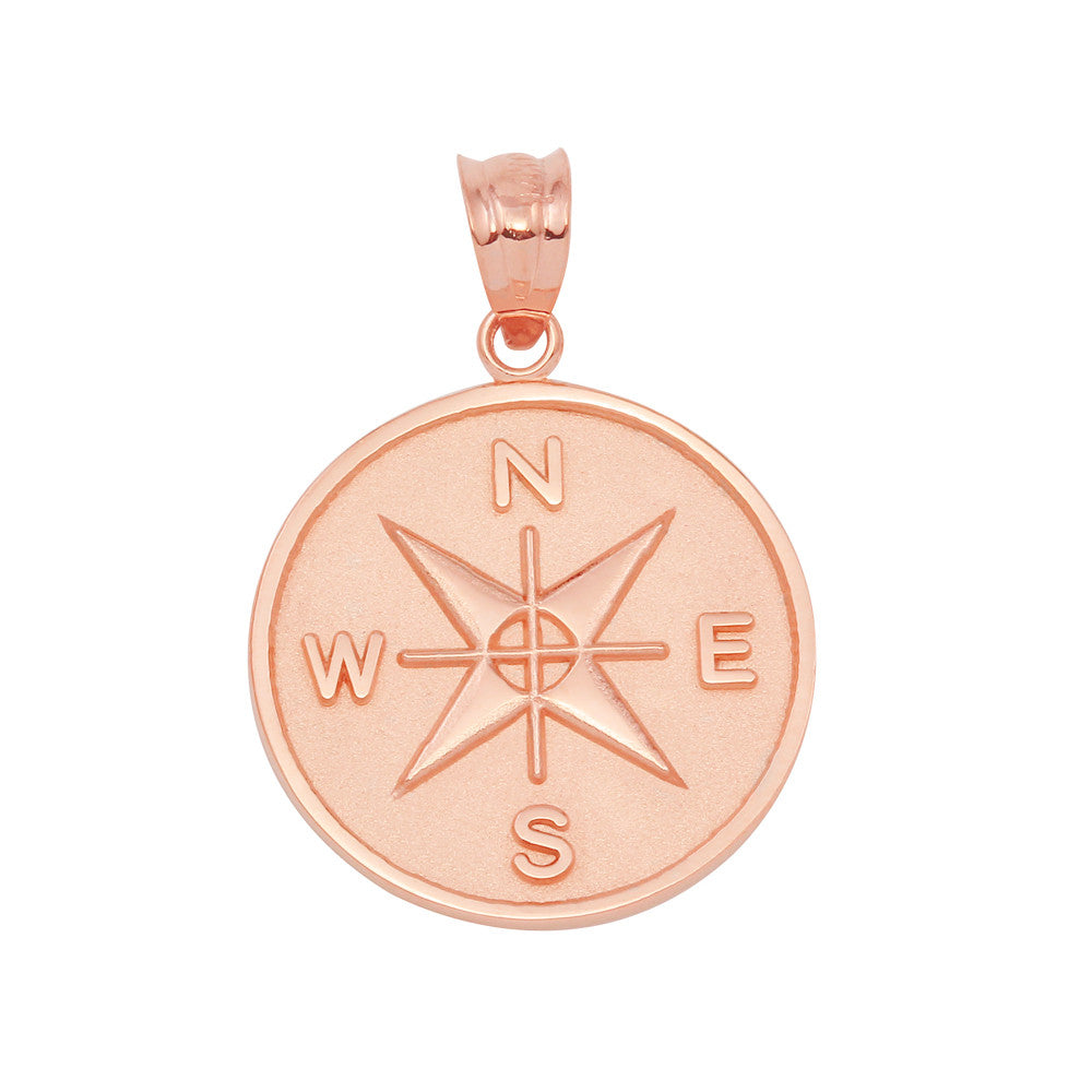 Solid Gold Compass Medallion Pendant Necklace, view 4