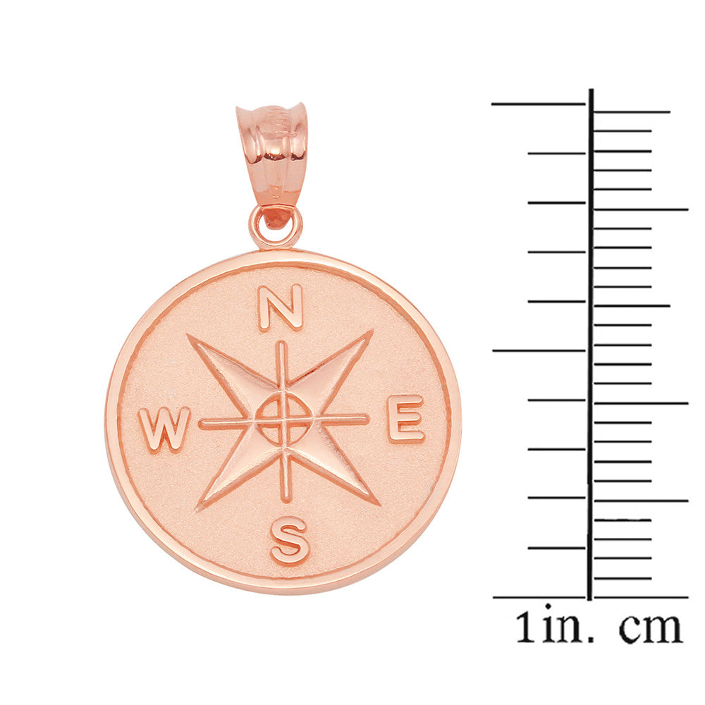 Solid Gold Compass Medallion Pendant Necklace, view 5