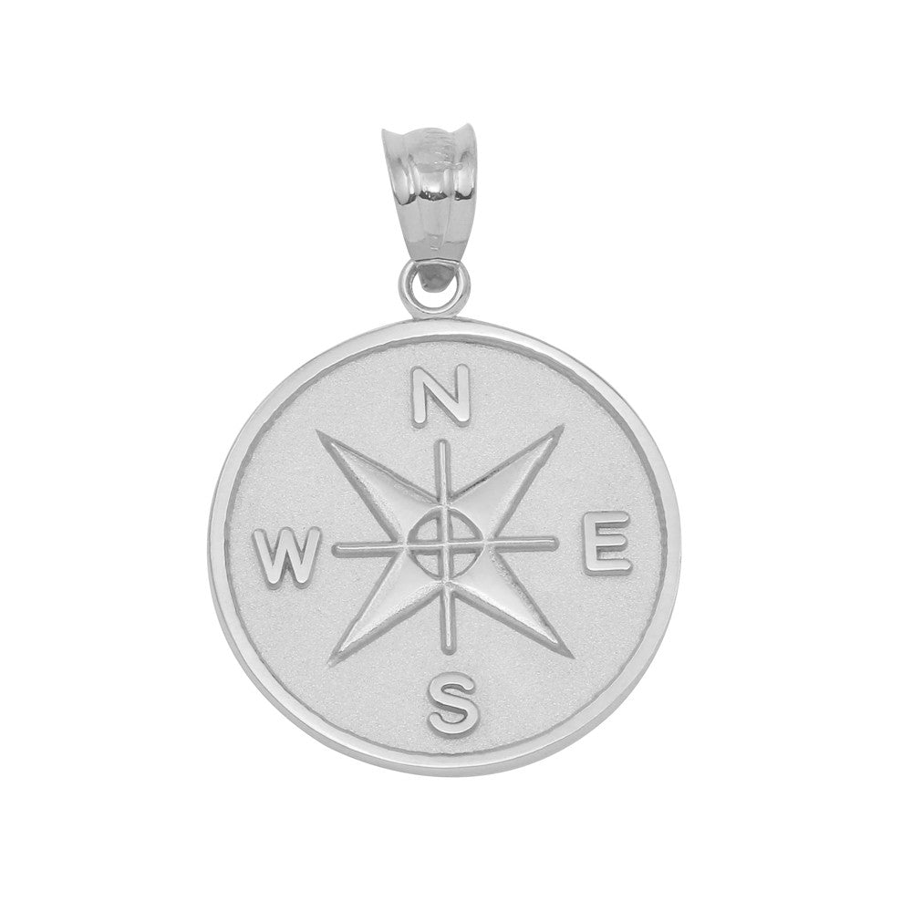 Solid Gold Compass Medallion Pendant Necklace, view 7