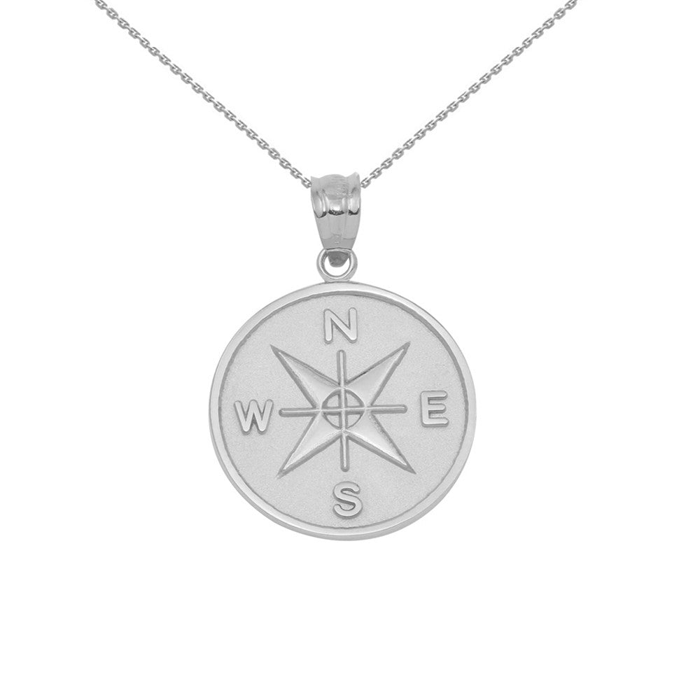 Solid Gold Compass Medallion Pendant Necklace, view 8