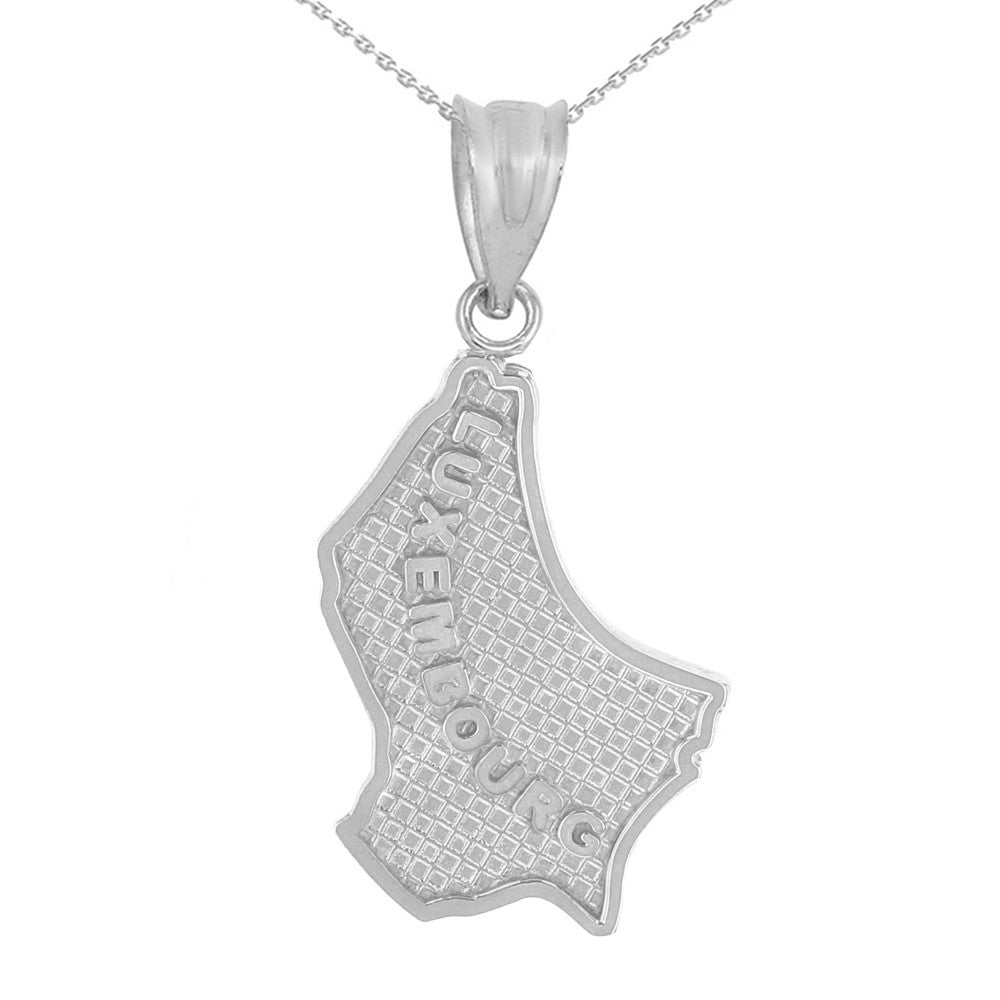 Solid Gold Country of Luxembourg Geography Pendant Necklace, view 5