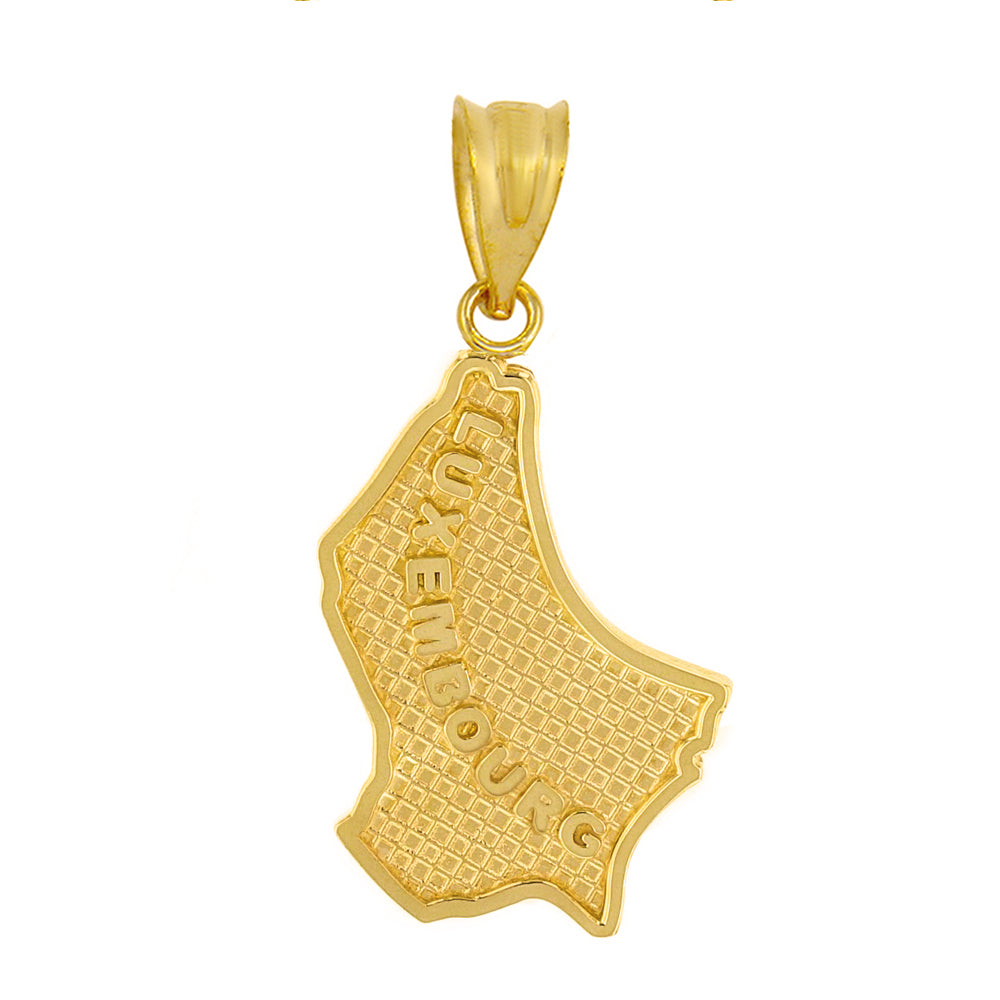 Solid Gold Country of Luxembourg Geography Pendant Necklace, view 7