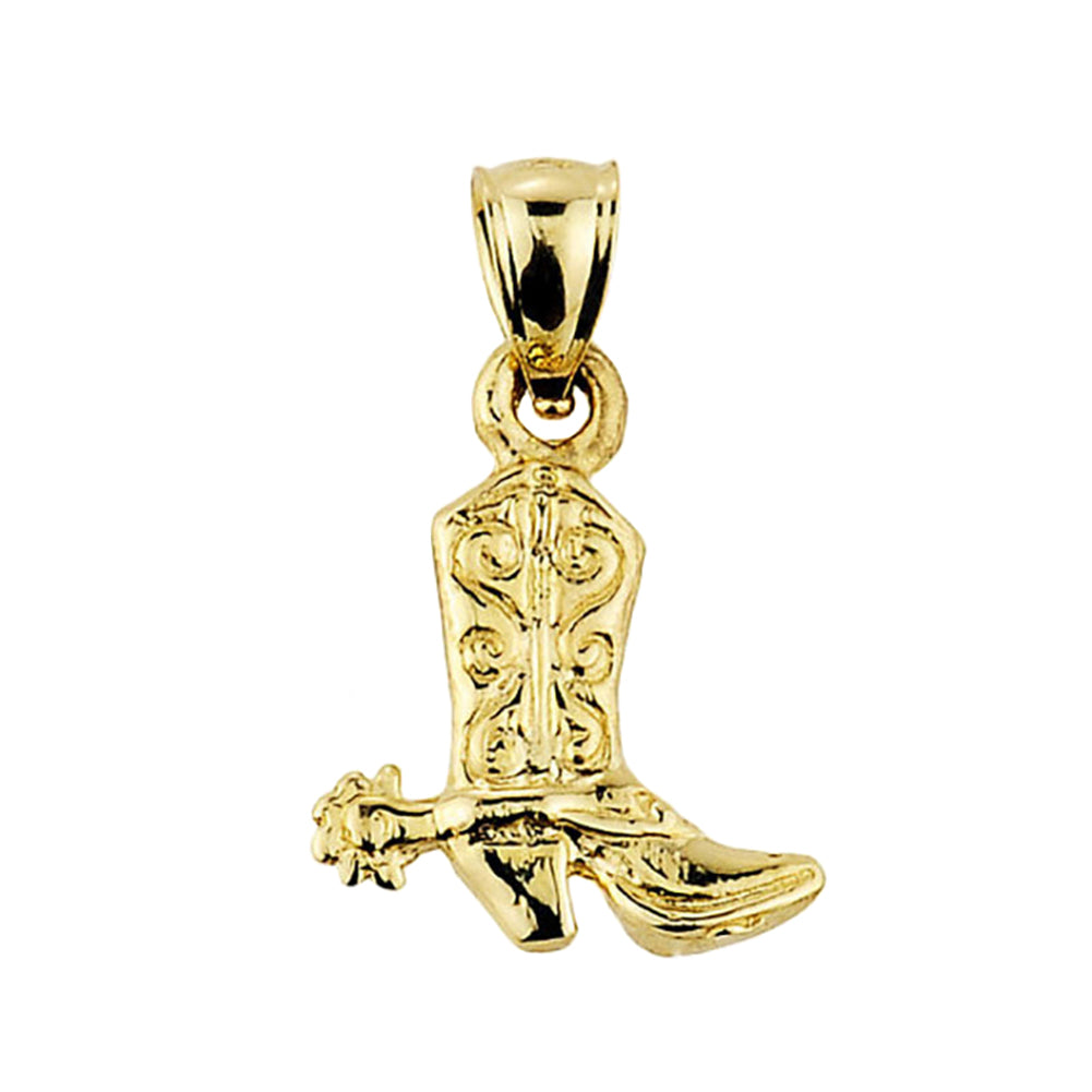 Solid Gold Cowboy Boot Charm Pendant Necklace, view 2